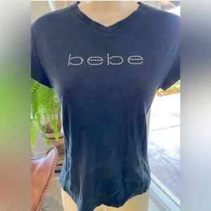 LAST CALL!!!!!Made in the USA. BEBE supersoft sport vVneck teerhinestone accents